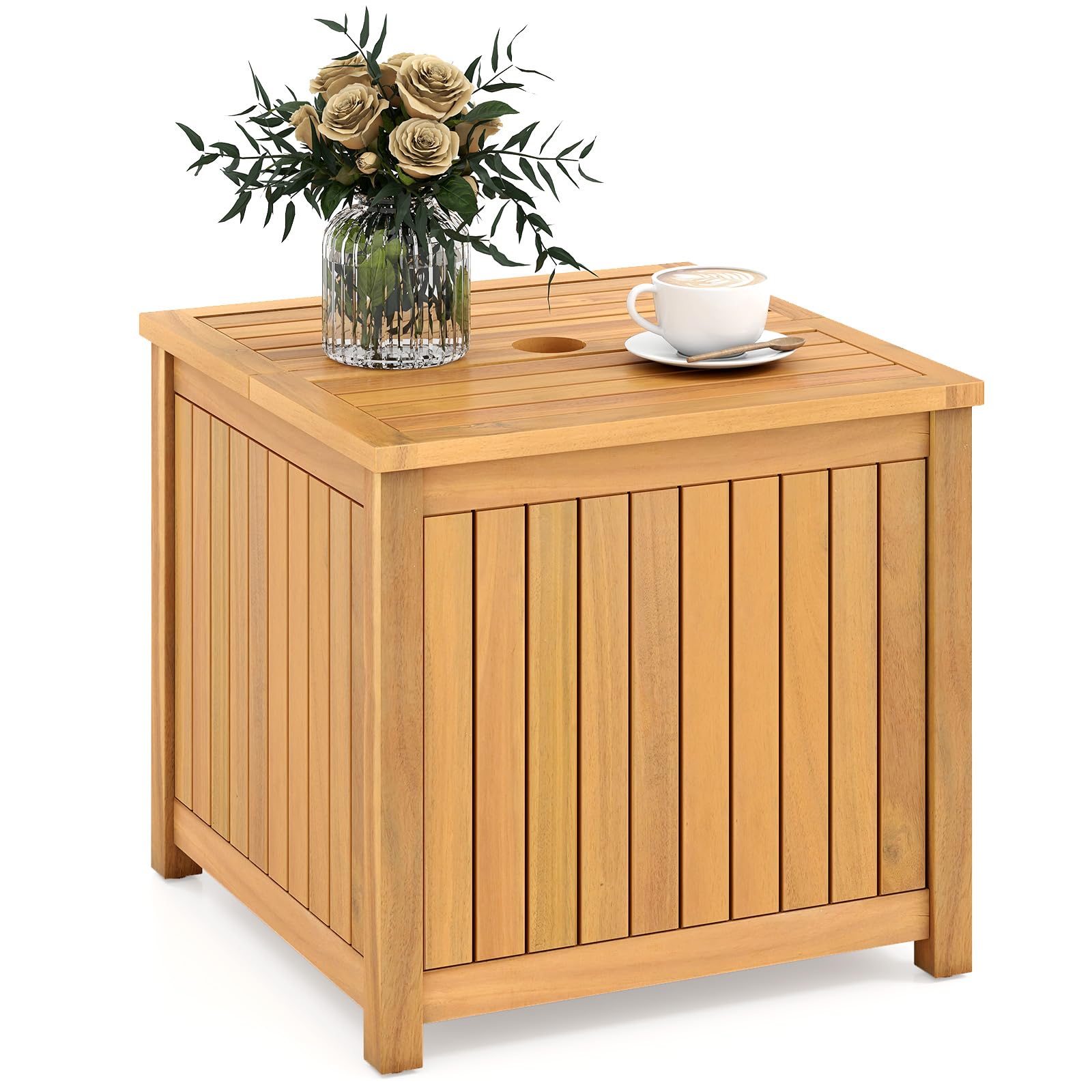 Tangkula 2-in-1 Outdoor Side Table with Storage